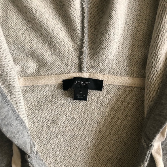 J. Crew V-neck Cotton Terry Hoodie Heather Grey Large NWOT - Picture 5 of 9